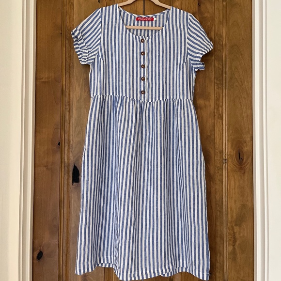 Pyne & Smith Dresses & Skirts - Pyne and Smith — Model No. 11 Dress in blue and white stripe — linen medium